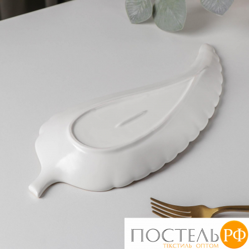 Блюдо сервировочное «Рапсодия. Лист», 29×12×2,5 см, цвет белый 6951360