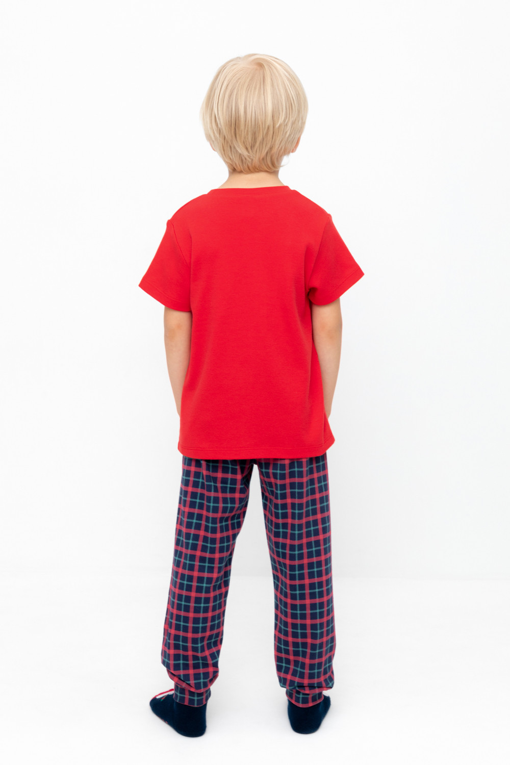 Crockid Пижама К 1554 насыщенно-красный, клетка Crockid