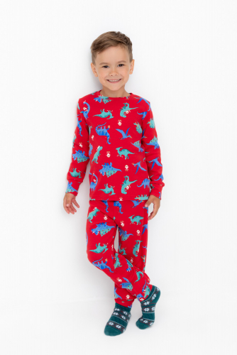 Crockid Пижама К 1552 насыщенно-красный, динозавры Crockid
