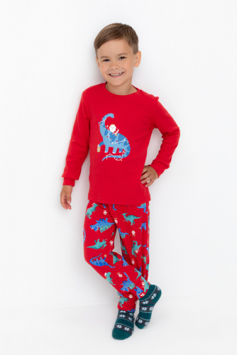 Crockid Пижама К 1541 насыщенно-красный, динозавры Crockid