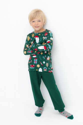 Crockid Пижама К 1552 тем.зеленый, новогоднее ассорти Crockid