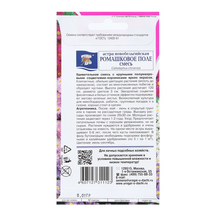 Семена цветов Астра Новобельгийская