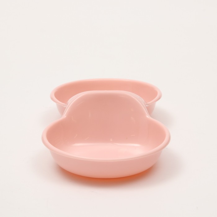 Миска для животных пластиковая двойная 24 см × 11.5 см × 3 см, розовая