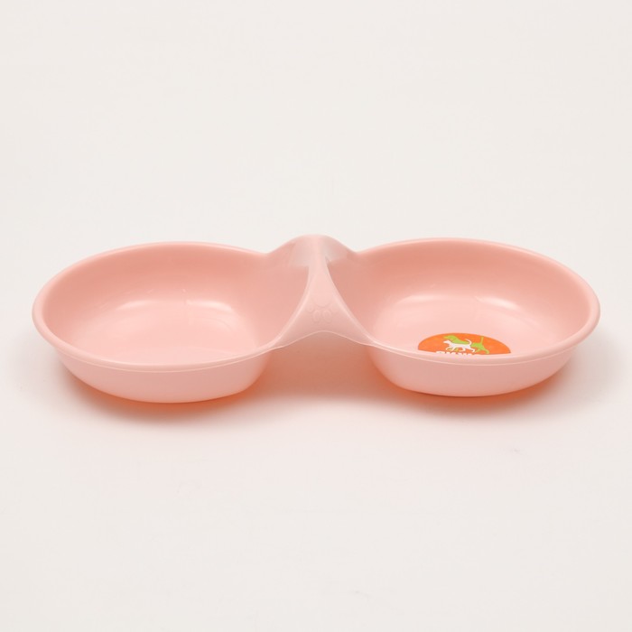 Миска для животных пластиковая двойная 24 см × 11.5 см × 3 см, розовая