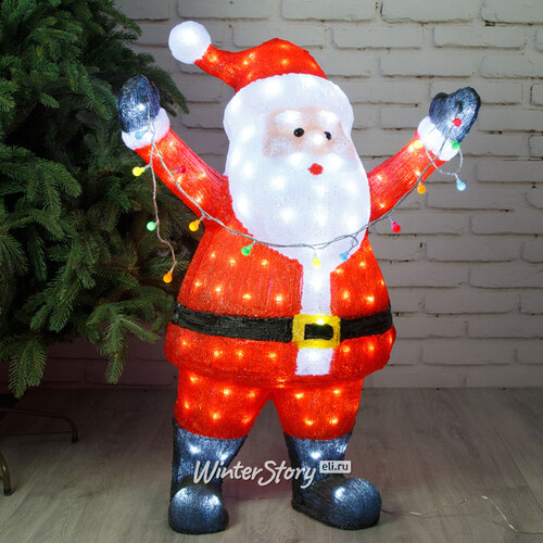 Светодиодная фигура Санта Клаус - Christmas is coming 88 см, 180 LED ламп с мерцанием, IP44 (Kaemingk)