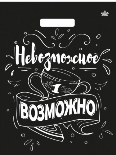 Полиэтиленовый пакет ПВД с прорубной ручкой 60 мкм 31*40 см Невозможное возможно 50 шт