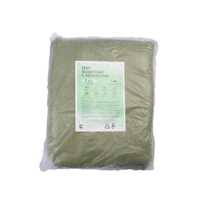 Брезент огнеупорный, 3×3 м, плотность 400 г/м², люверсы шаг 1 м, хаки