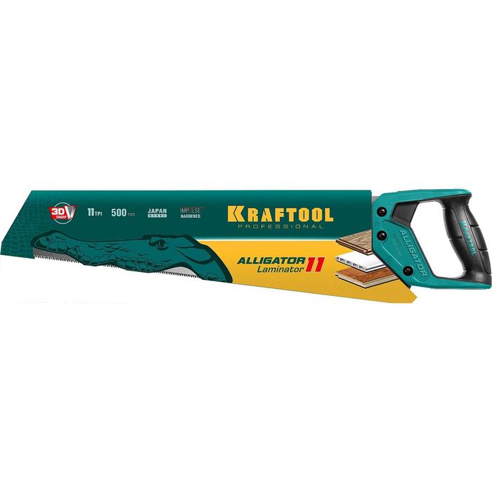 Ножовка по ламинату KRAFTOOL Alligator LAMINATOR 15207, 500 мм, 11 TPI 3D зуб