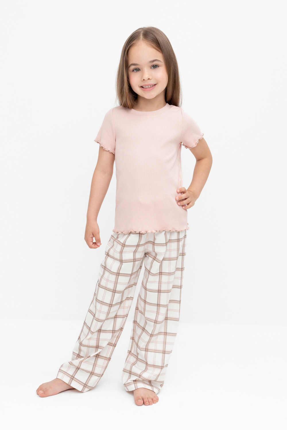 Crockid Пижама К 1633 дымчатая роза, шотландская клетка Crockid