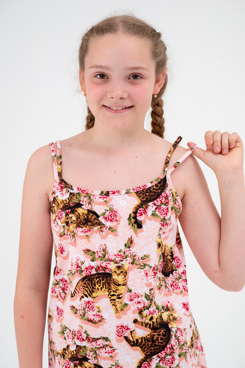 Ночная сорочка детская из кулирки Оливия киса