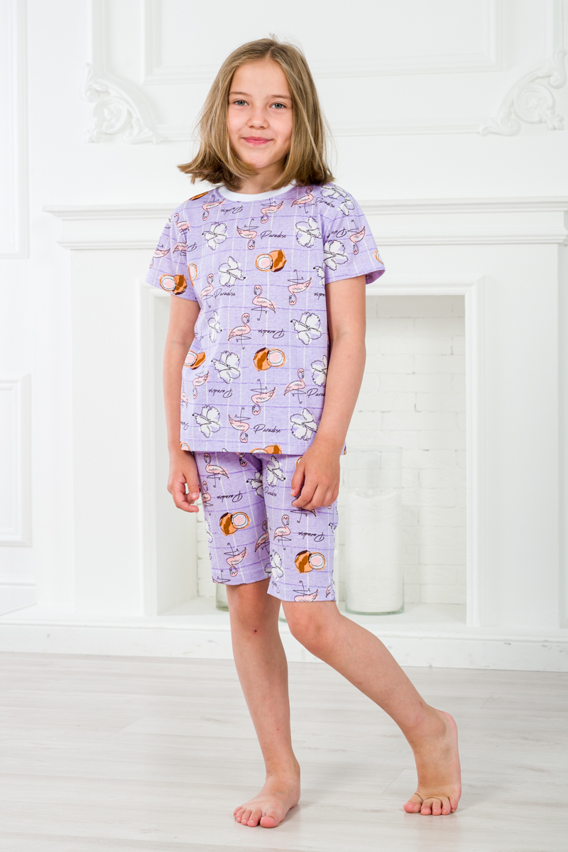Пижама детская из футболки и бридж из кулирки Фламинго