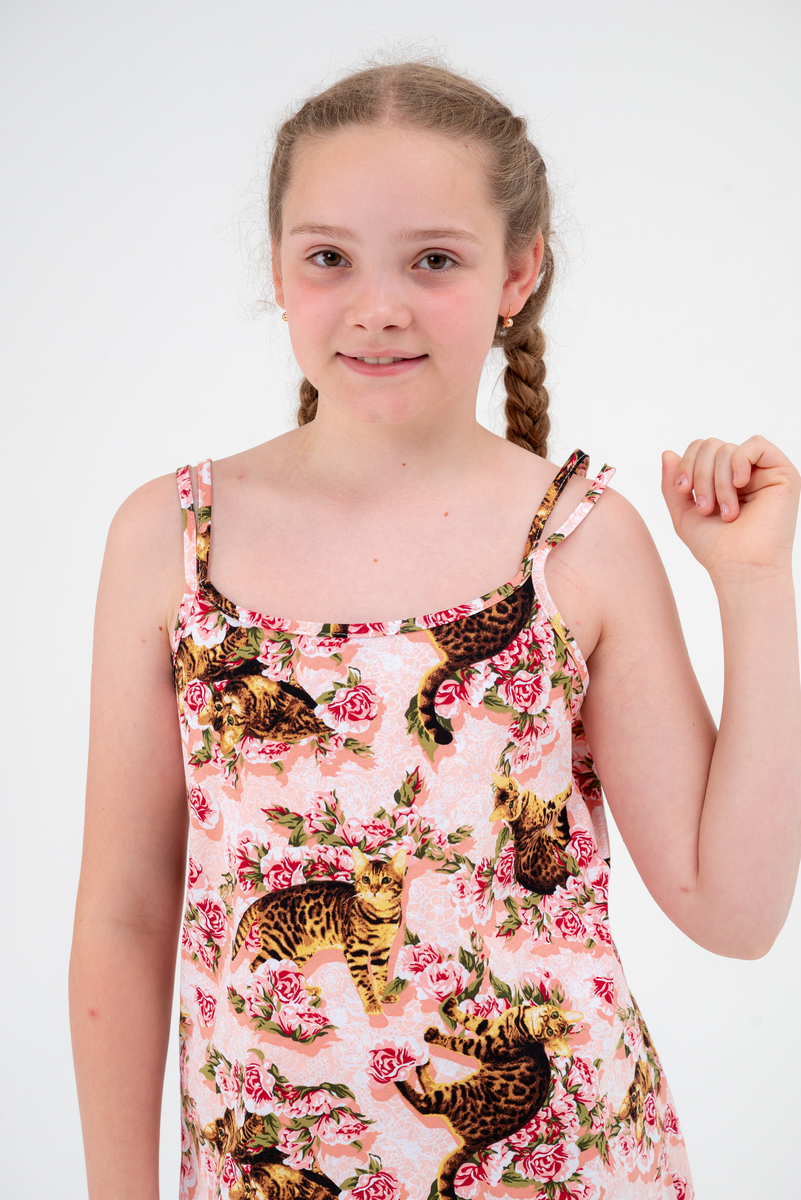 Ночная сорочка детская из кулирки Оливия киса