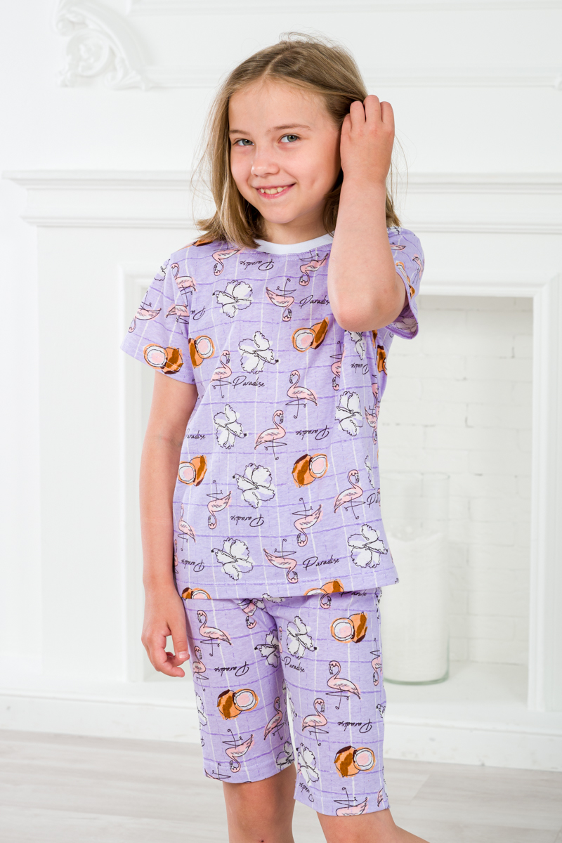 Пижама детская из футболки и бридж из кулирки Фламинго