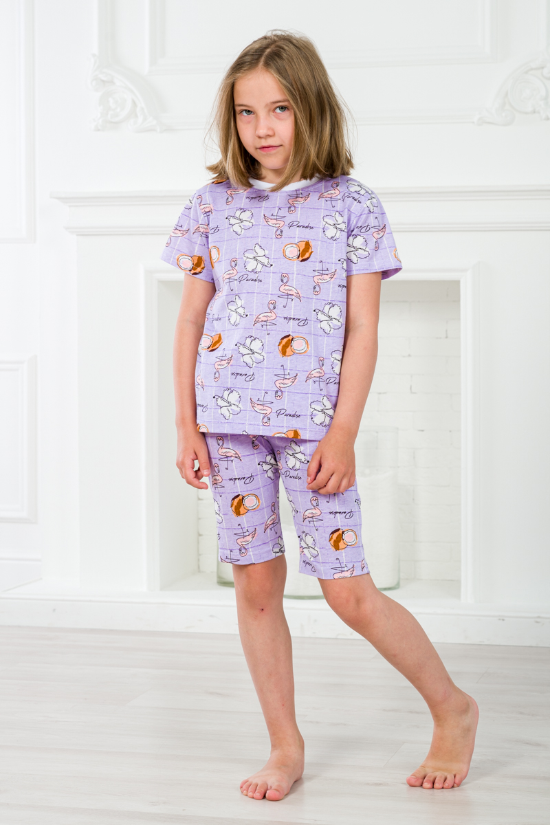 Пижама детская из футболки и бридж из кулирки Фламинго