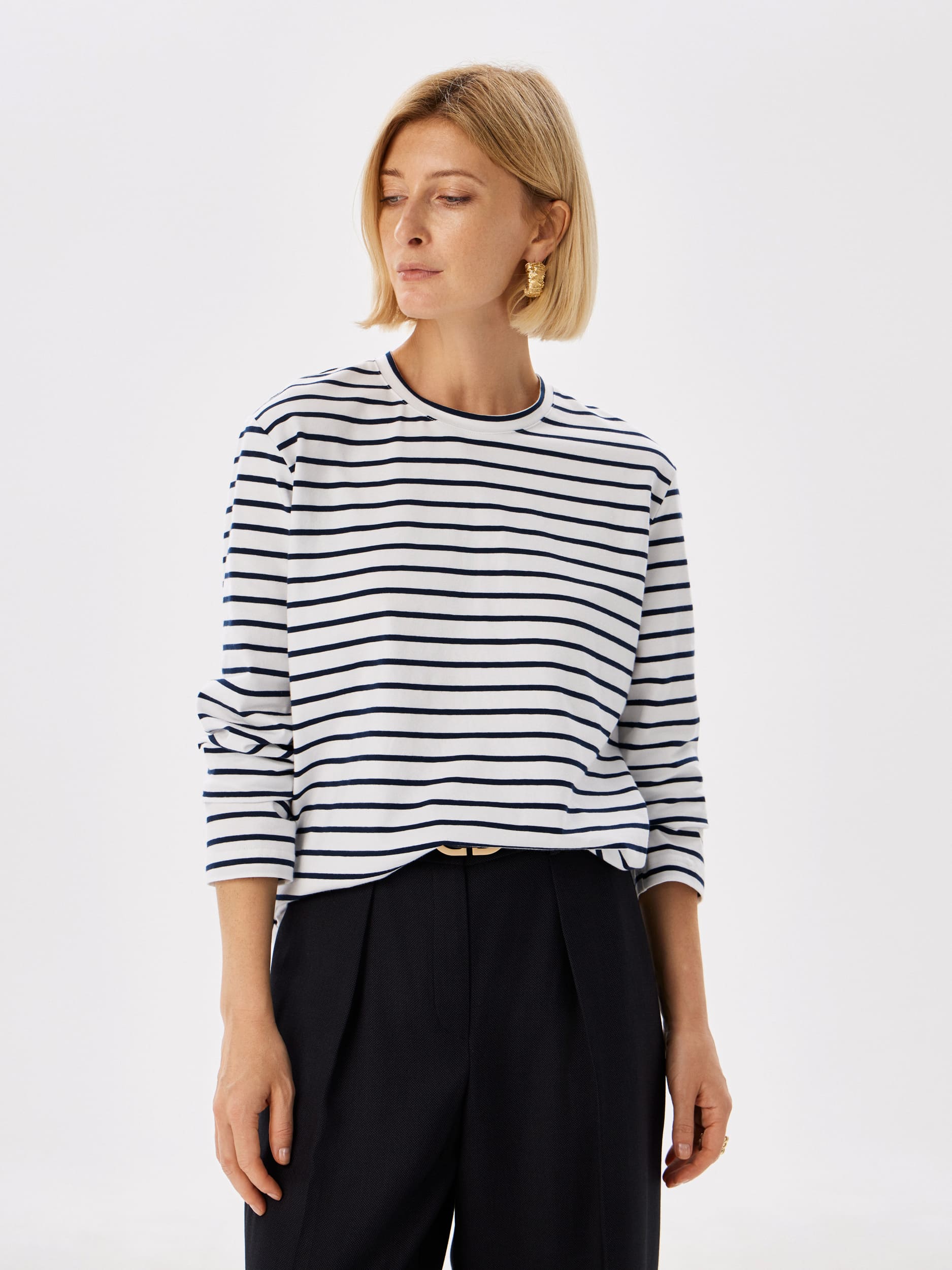 Джемпер женский KATHARINA KROSS KK-JP-0035K-UT20-белый,синяя полоска