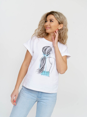 Футболка жен. ТПС-1265/1 белый-голубой