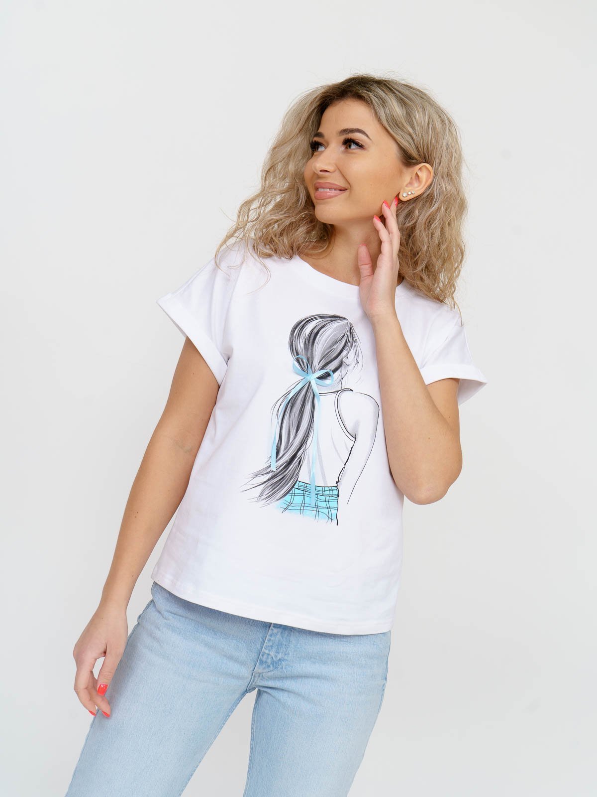 Футболка жен. ТПС-1265/1 белый-голубой