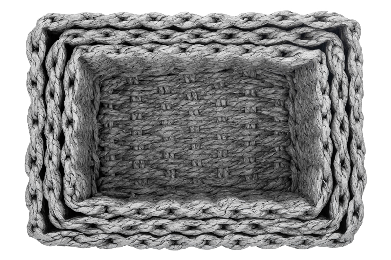 Набор 3 плетеных корзин 1 корзинка 22*16*13см, 1 корзинка 20*14*12см, 1 корзинка 18*12*10см, серый