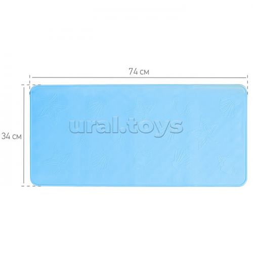 Антискользящий резиновый коврик для ванны синий 34х74 см