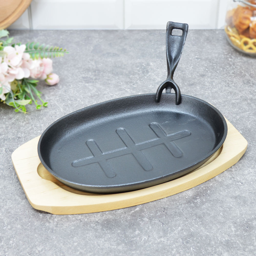 Сковорода 26,5*17,5см чугунная овальная со съемной ручкой, тм MY REAL IRON COOK