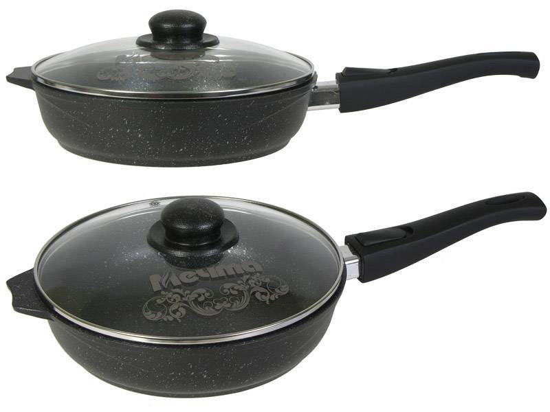 Сковорода 28см Гранит star со съемной ручкой и стеклянной крышкой