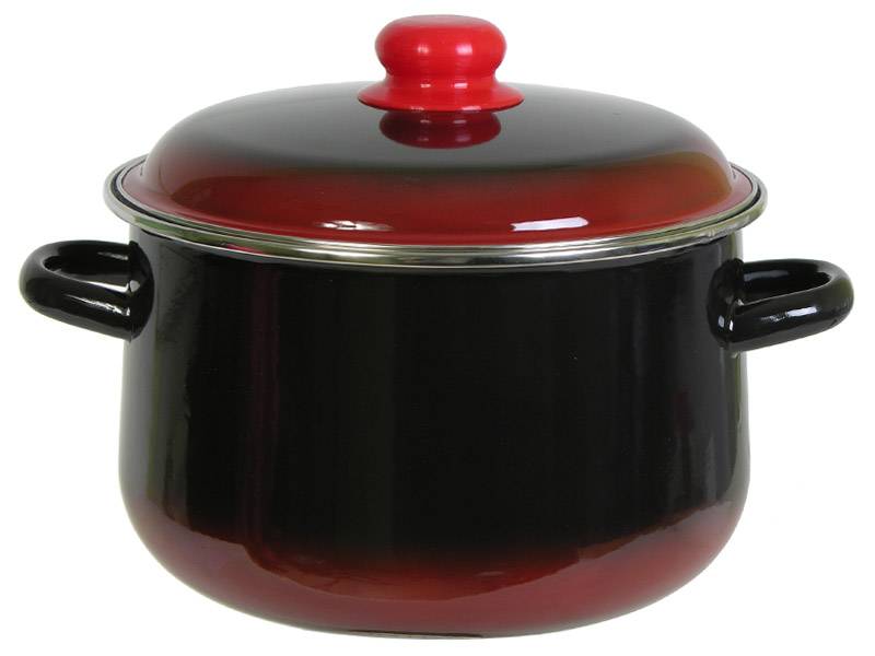 Кастрюля 5,5л коническая, черная с красным