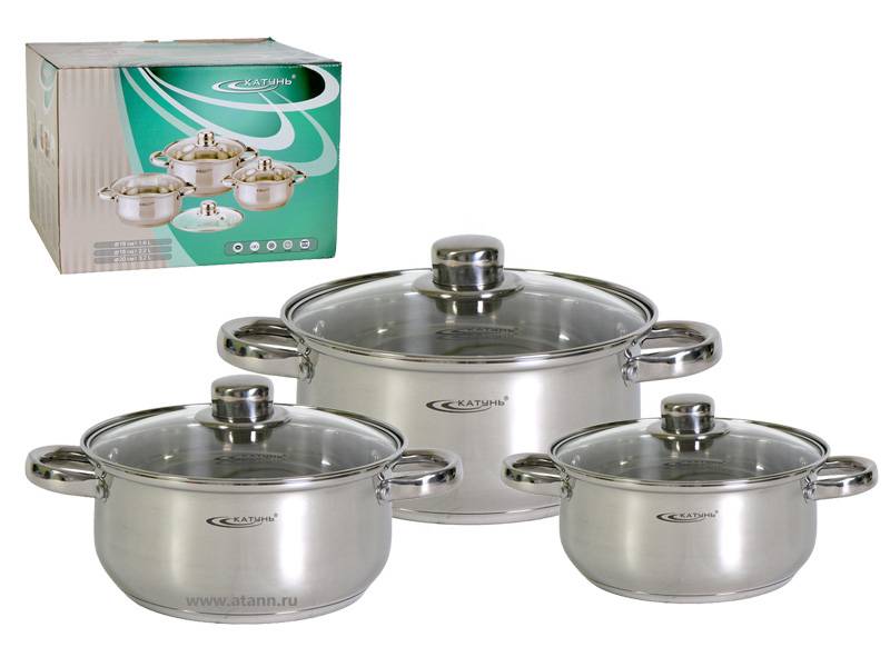 Набор кастрюль 3 предмета (1,6л; 2,2л; 3,2л) Гретта