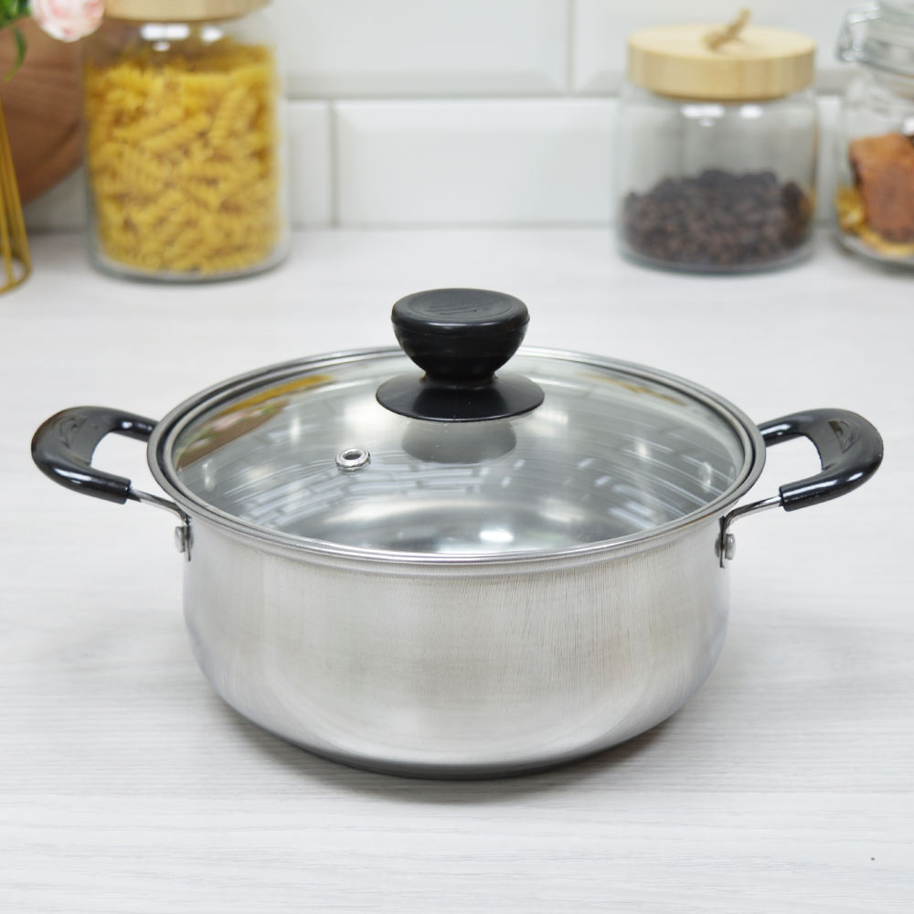 Кастрюля 1,25л нерж со стеклянной крышкой