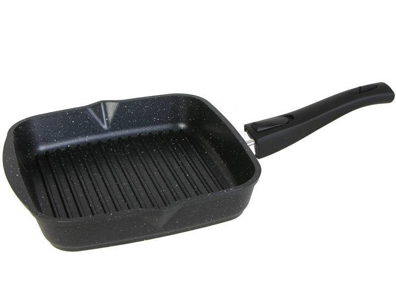 Сковорода гриль 28*28см Гранит black со съемной ручкой