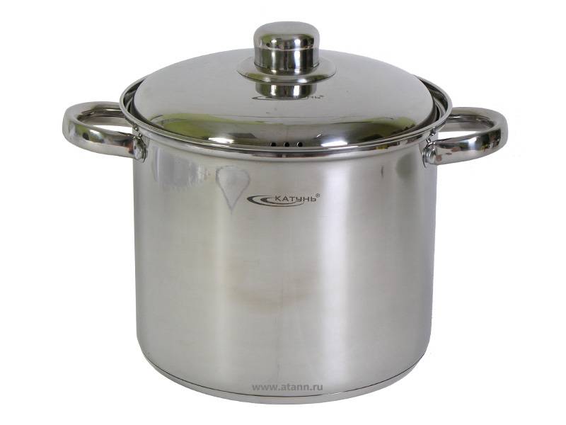 Кастрюля 7,3л нерж Гретта с металлической крышкой, d22см, h19,5см, ТРС