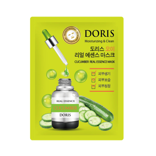 [DORIS] НАБОР Тканевая маска для лица ОГУРЕЦ CUCUMBER Real Essence Mask, 10 шт*25 мл