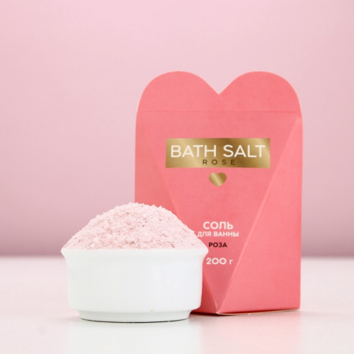 Соль для ванны ЧИСТОЕ СЧАСТЬЕ Bath Salt, 200 г, аромат розы