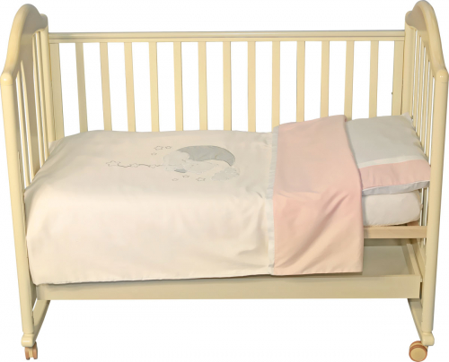 Комплект постельного белья с вышивкой Мишка звездочет Розовый 147х112 6402