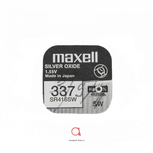 Батарейка MAXELL SR-516SW (337) 1PC 0% Hg Оксид серебра