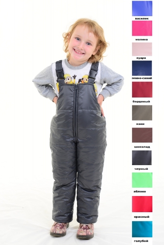 Детский утепленный полукомбинезон из мягкой курточной глянцевой ткани 123S