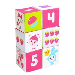 Игрушка кубики «Малышарики» (Учим Формы, Цвет и Счёт) 6 куб 10*10 см