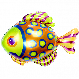 Шар (32''/81 см) Фигура, Разноцветная рыбка, 1 шт.