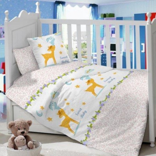Комплект постельного белья в детскую кроватку Сатин Олененок