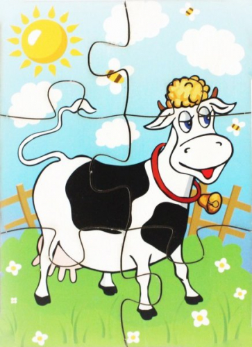 Пазл 6 элементов «Корова на лугу»