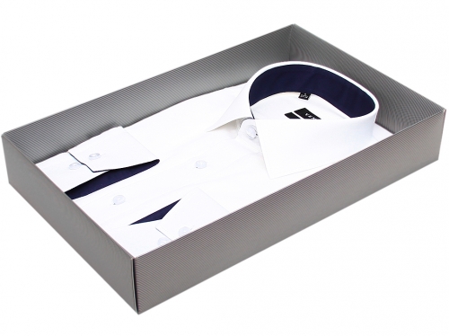 Белая приталенная мужская рубашка Venturo 600-08
