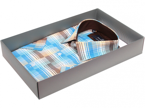 Разноцветная приталенная мужская рубашка Poggino 500-26p с короткими рукавами
