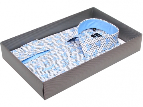 Голубая приталенная мужская рубашка Venturo 7982-01