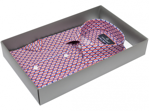 Разноцветная приталенная мужская рубашка Poggino 4000-99 с коротким рукавом