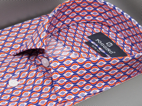 Разноцветная приталенная мужская рубашка Poggino 4000-99 с коротким рукавом