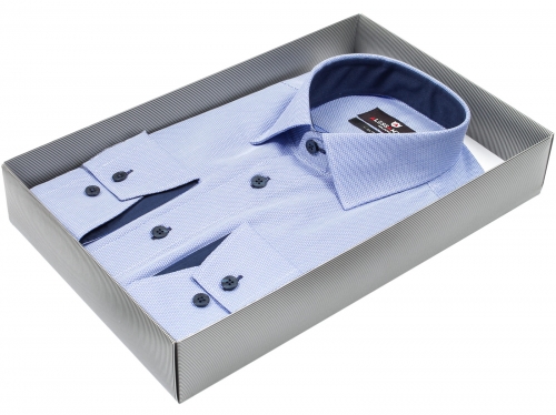 Голубая приталенная мужская рубашка Alessandro Milano 3001-12