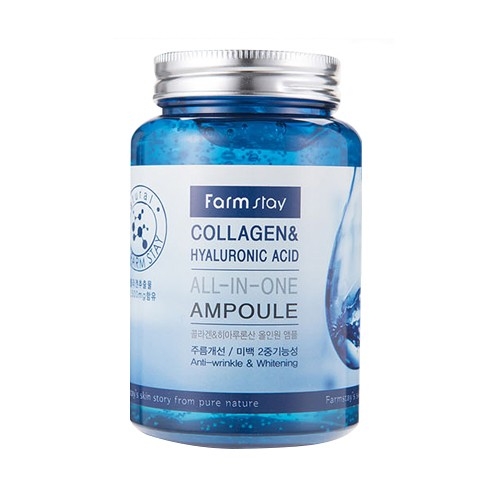 Многофункциональная ампульная сыворотка с коллагеном и гиалуроновой кислотой FARMSTAY Collagen & Hyaluronic Acid All-In-One Ampoule, 250 мл