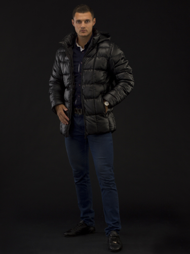 Куртка зимняя мужская Merlion Рауль-2 экокожа(черный)