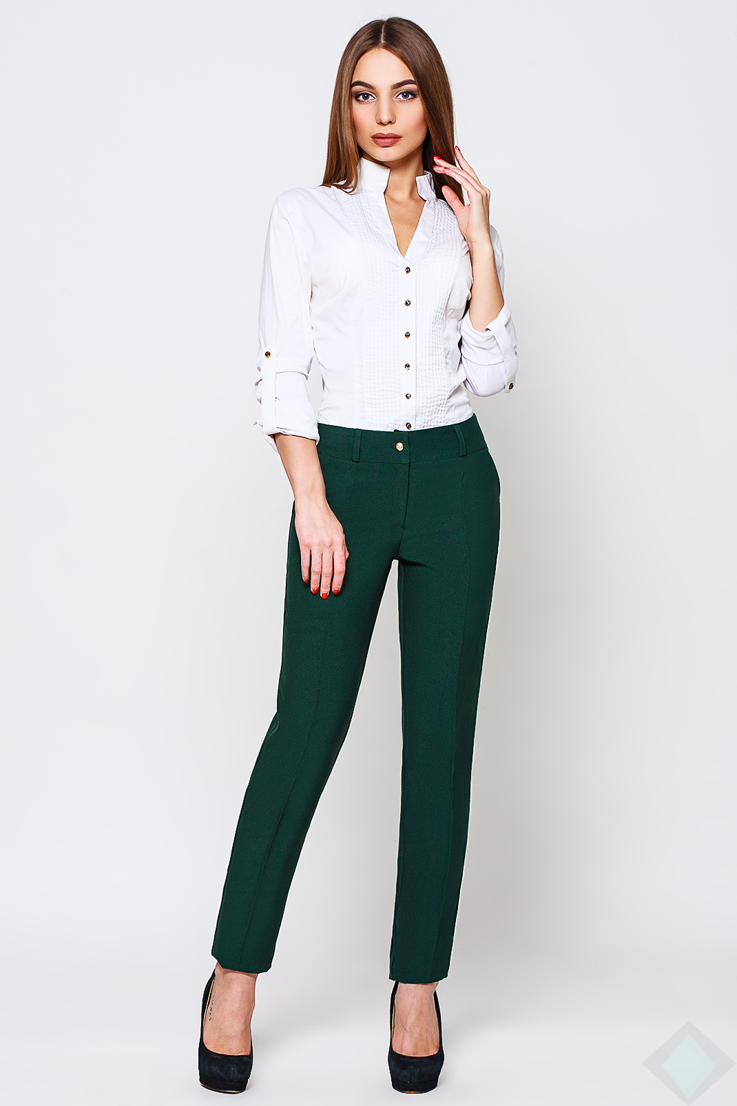 Зеленые классические брюки женские