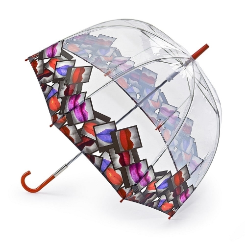 L719-3079 Дизайнерский зонт-трость «Губы», механика, Lulu Guinness, Birdcage, Fulton