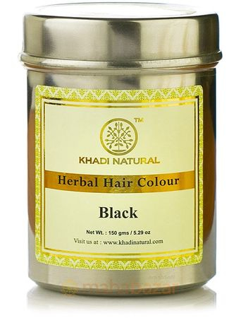 Краска для волос травяная Черная, 150 г, производитель Кхади